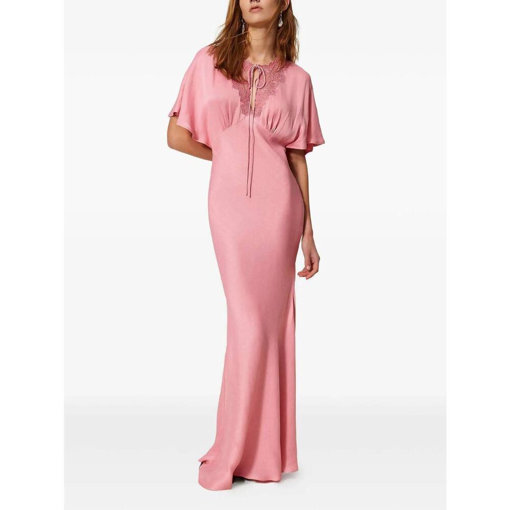 NEW TWINSET royale satin dress in cashmere rose